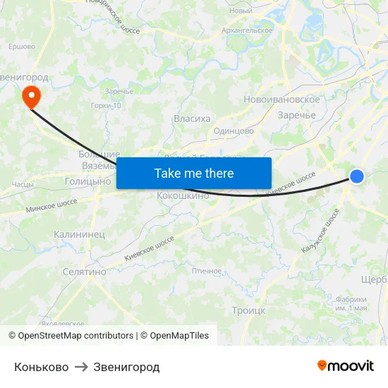Коньково to Звенигород map