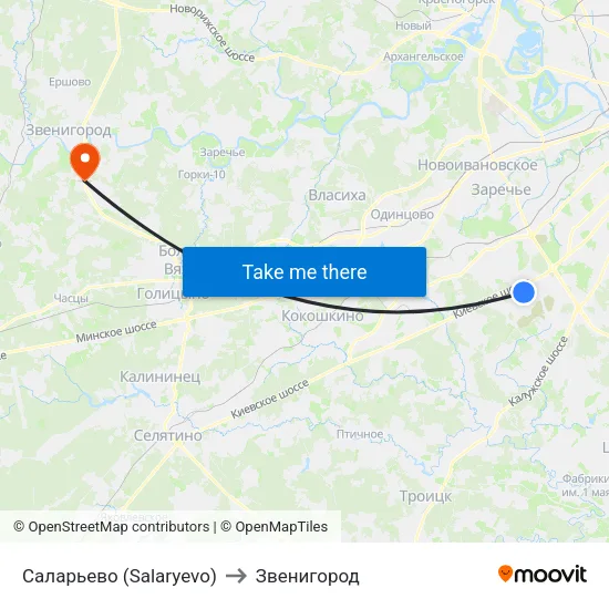 Саларьево (Salaryevo) to Звенигород map