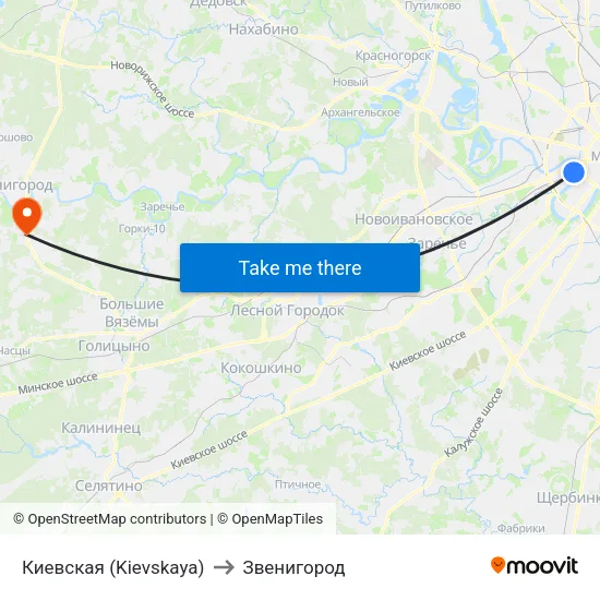 Киевская (Kievskaya) to Звенигород map
