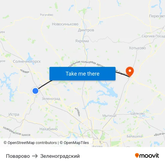 Поварово to Зеленоградский map