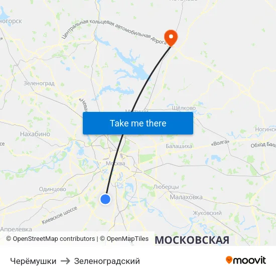 Черёмушки to Зеленоградский map
