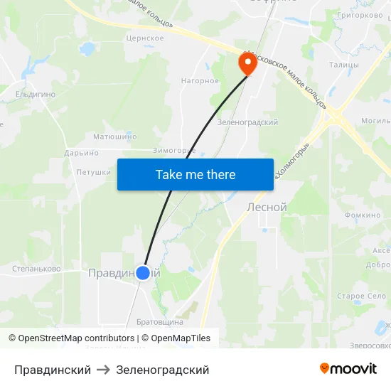 Правдинский to Зеленоградский map