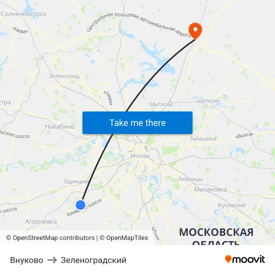 Внуково to Зеленоградский map