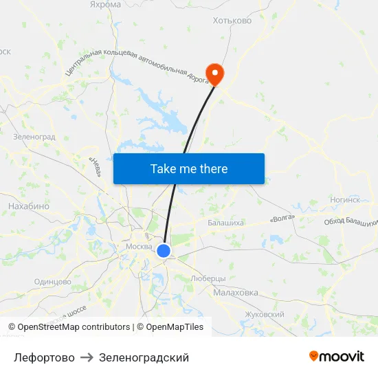 Лефортово to Зеленоградский map