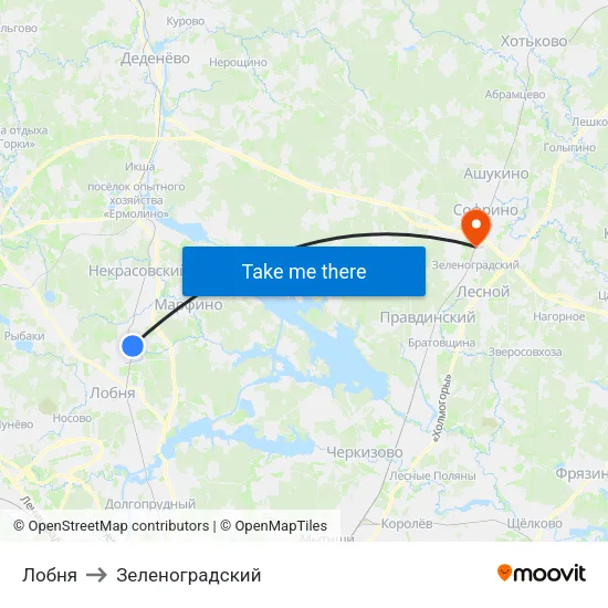 Лобня to Зеленоградский map