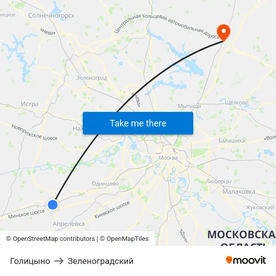 Голицыно to Зеленоградский map