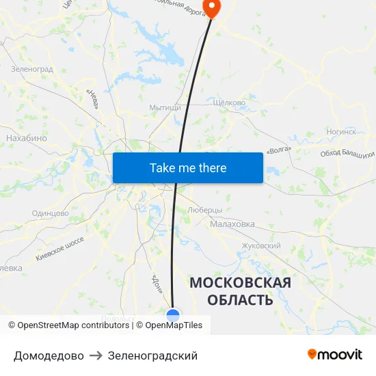 Домодедово to Зеленоградский map