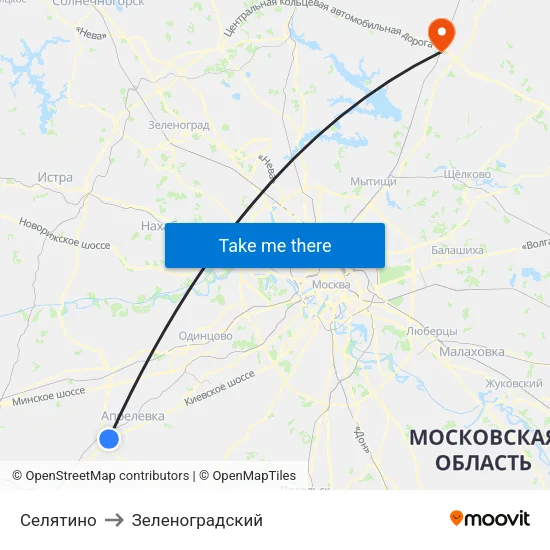 Селятино to Зеленоградский map