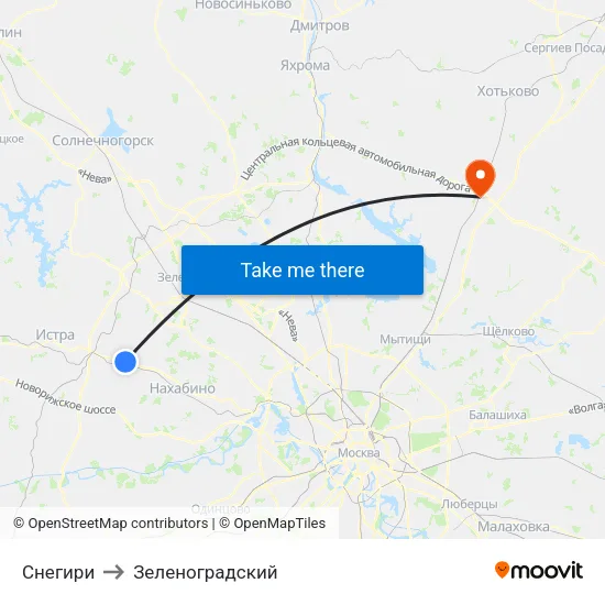 Снегири to Зеленоградский map