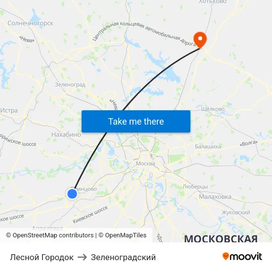Лесной Городок to Зеленоградский map