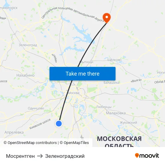 Мосрентген to Зеленоградский map