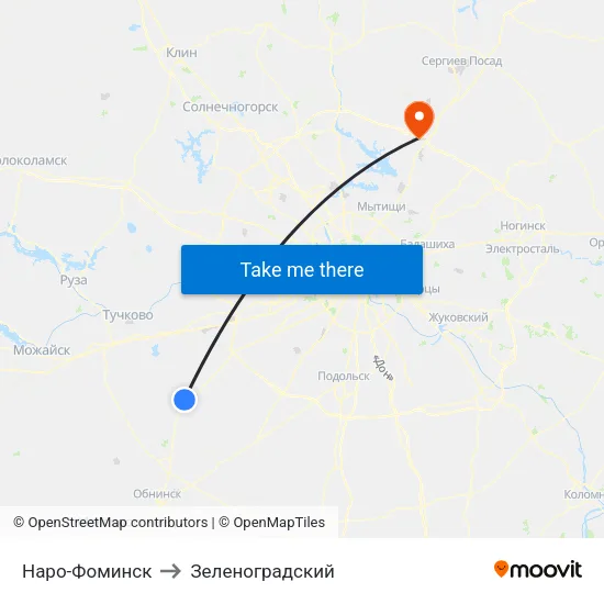 Наро-Фоминск to Зеленоградский map