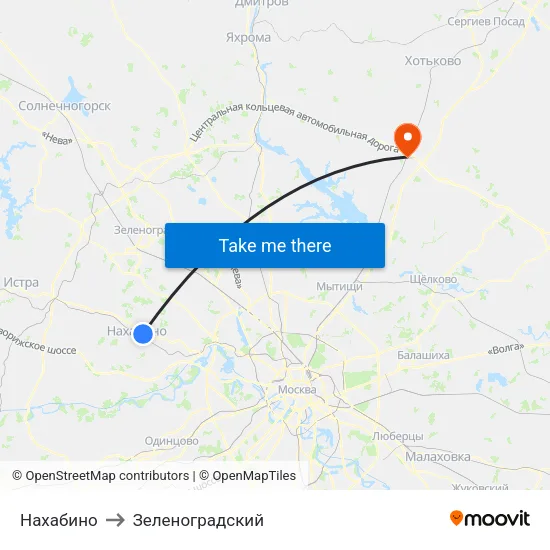 Нахабино to Зеленоградский map