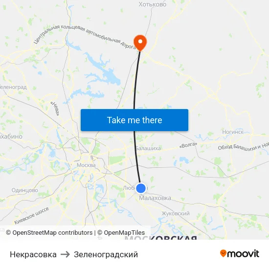 Некрасовка to Зеленоградский map