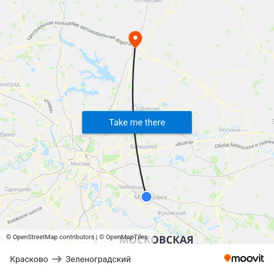 Красково to Зеленоградский map