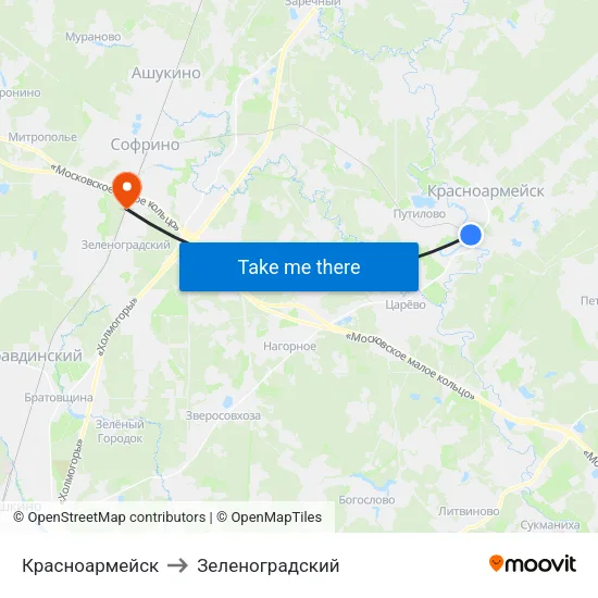 Красноармейск to Зеленоградский map