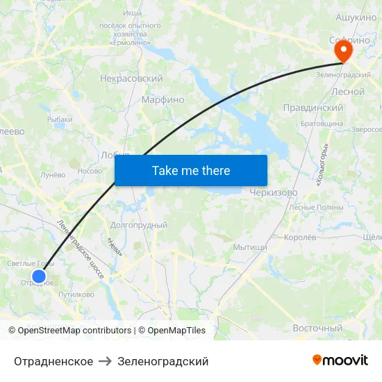 Отрадненское to Зеленоградский map