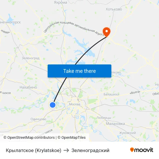 Крылатское (Krylatskoe) to Зеленоградский map