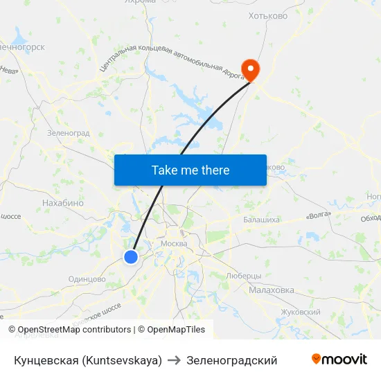 Кунцевская (Kuntsevskaya) to Зеленоградский map