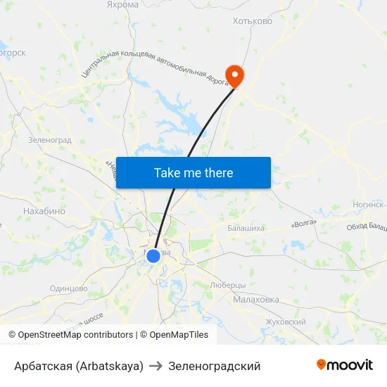 Арбатская (Arbatskaya) to Зеленоградский map