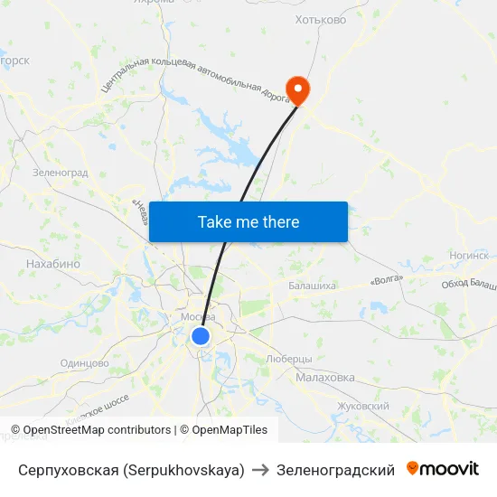 Серпуховская (Serpukhovskaya) to Зеленоградский map