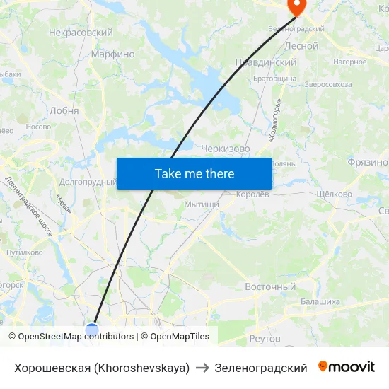 Хорошевская (Khoroshevskaya) to Зеленоградский map