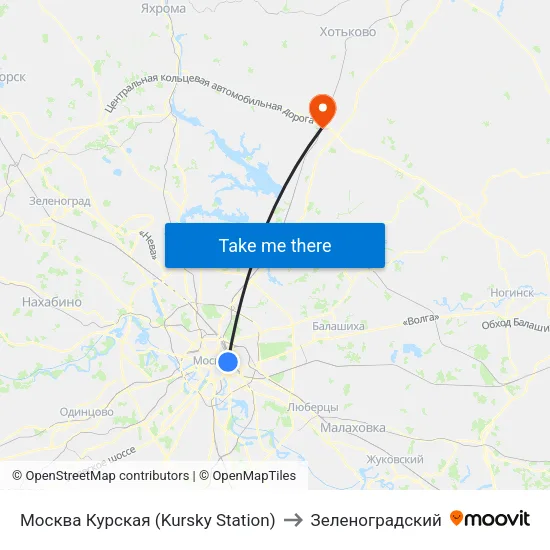 Москва Курская (Kursky Station) to Зеленоградский map