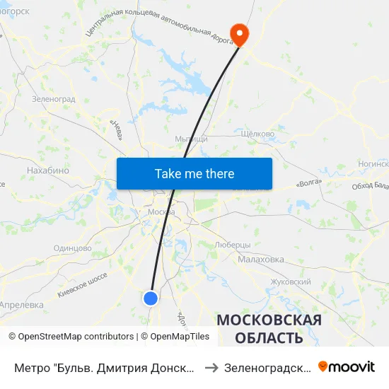 Метро "Бульв. Дмитрия Донского" to Зеленоградский map