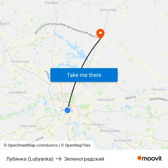 Лубянка (Lubyanka) to Зеленоградский map