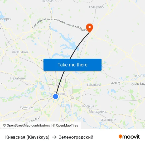 Киевская (Kievskaya) to Зеленоградский map