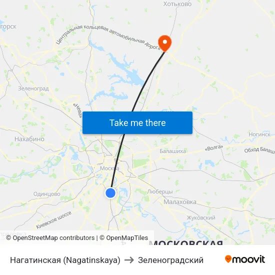 Нагатинская (Nagatinskaya) to Зеленоградский map