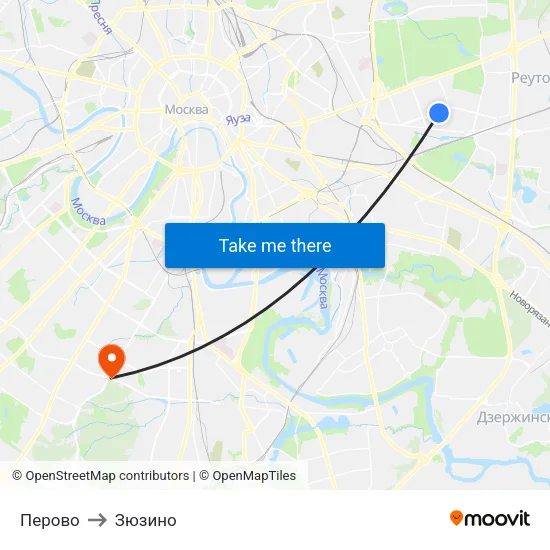 Перово to Зюзино map