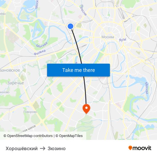 Хорошёвский to Зюзино map