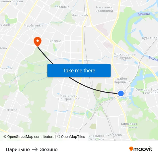 Царицыно to Зюзино map