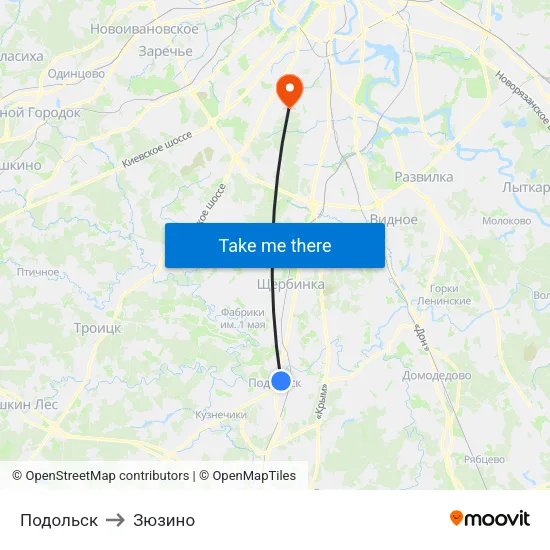 Подольск to Зюзино map
