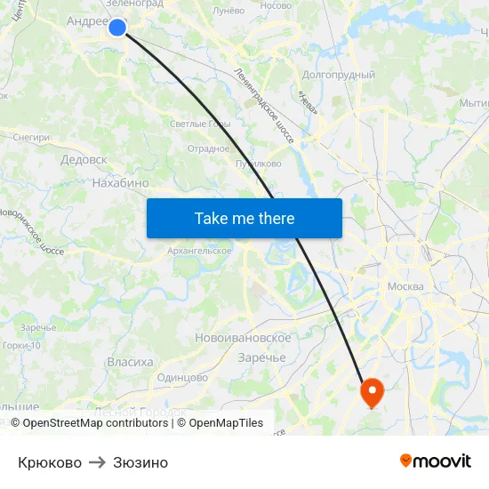 Крюково to Зюзино map
