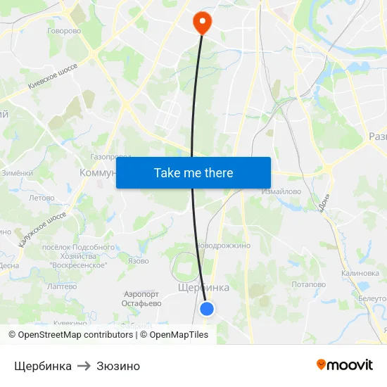 Щербинка to Зюзино map