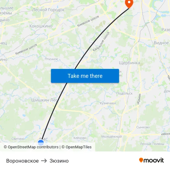 Вороновское to Зюзино map