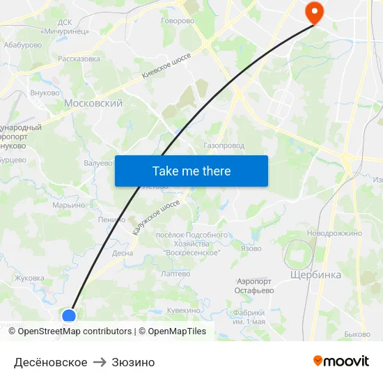 Десёновское to Зюзино map