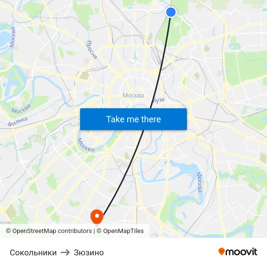 Сокольники to Зюзино map