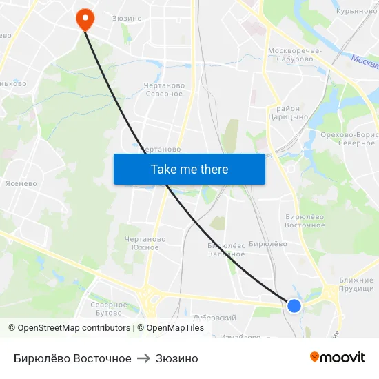 Бирюлёво Восточное to Зюзино map
