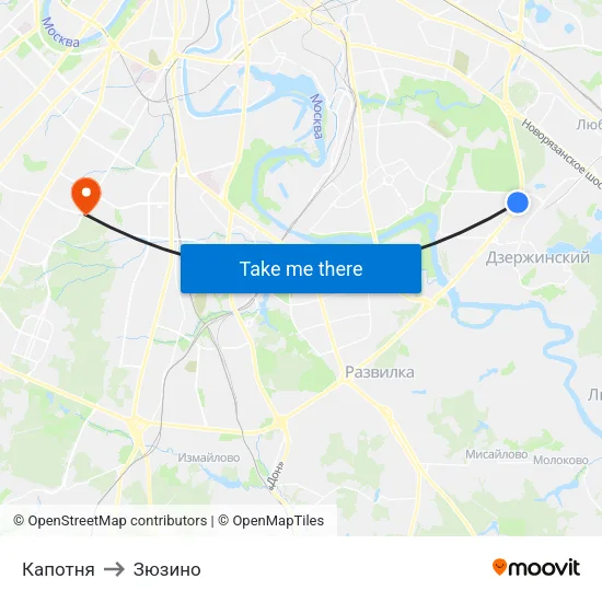 Капотня to Зюзино map