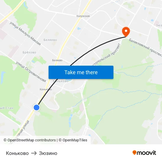 Коньково to Зюзино map