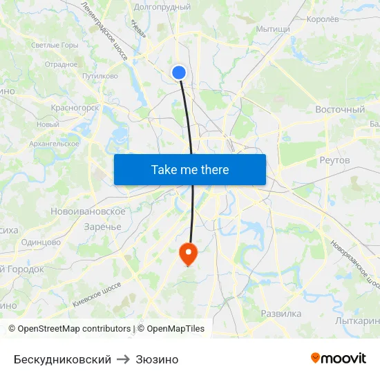 Бескудниковский to Зюзино map