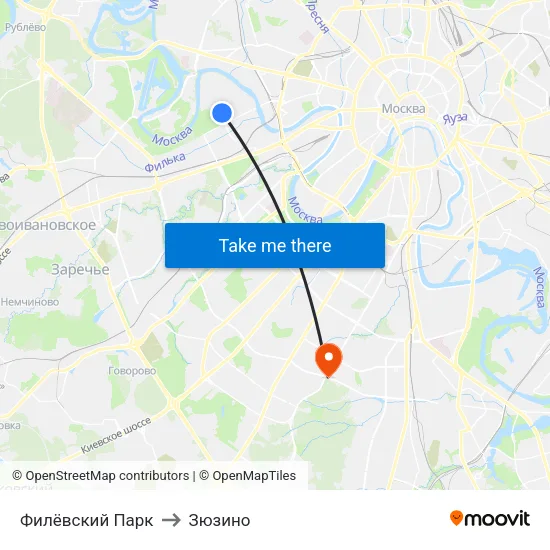 Филёвский Парк to Зюзино map