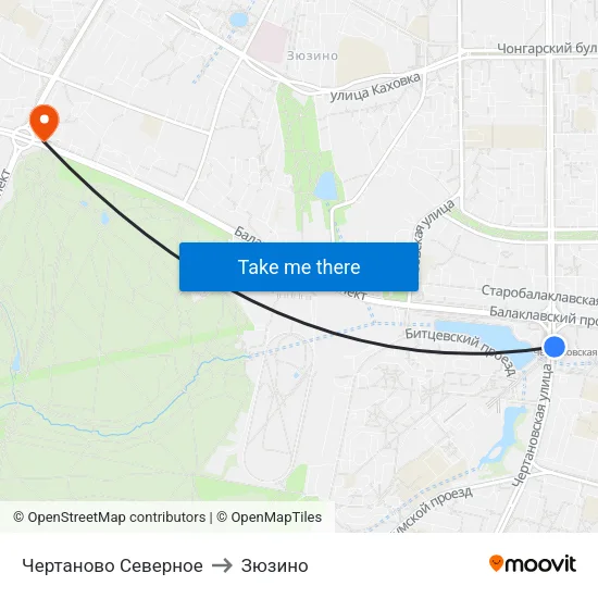 Чертаново Северное to Зюзино map