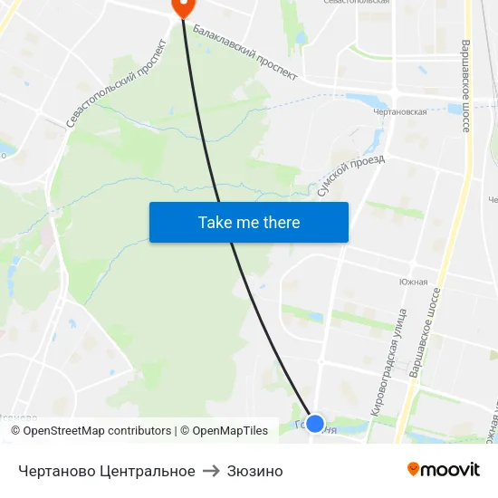 Чертаново Центральное to Зюзино map