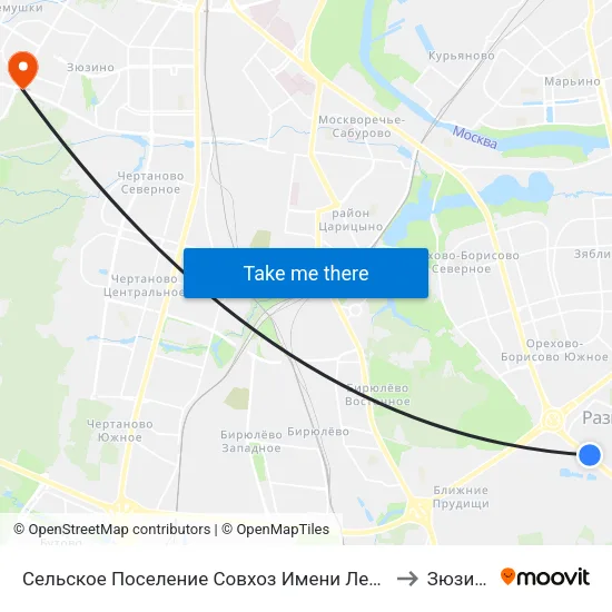 Сельское Поселение Совхоз Имени Ленина to Зюзино map