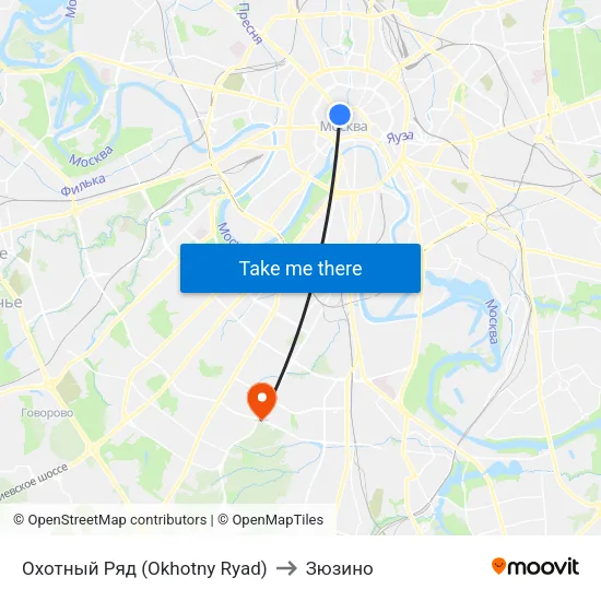 Охотный Ряд (Okhotny Ryad) to Зюзино map