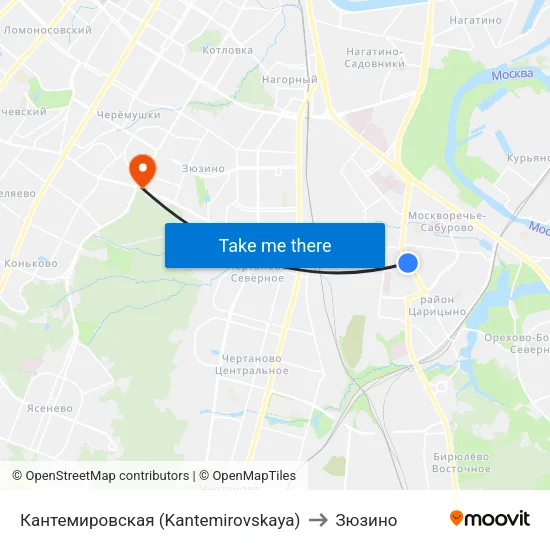 Кантемировская (Kantemirovskaya) to Зюзино map